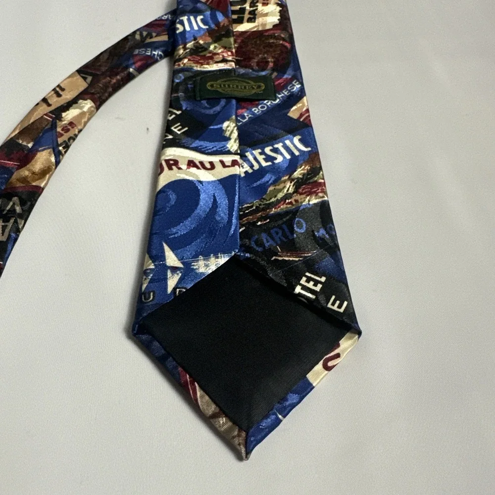 Vintage Surrey Travel Postcard Novelty Tie Europe Monte Carlo Rome St Moritz USA